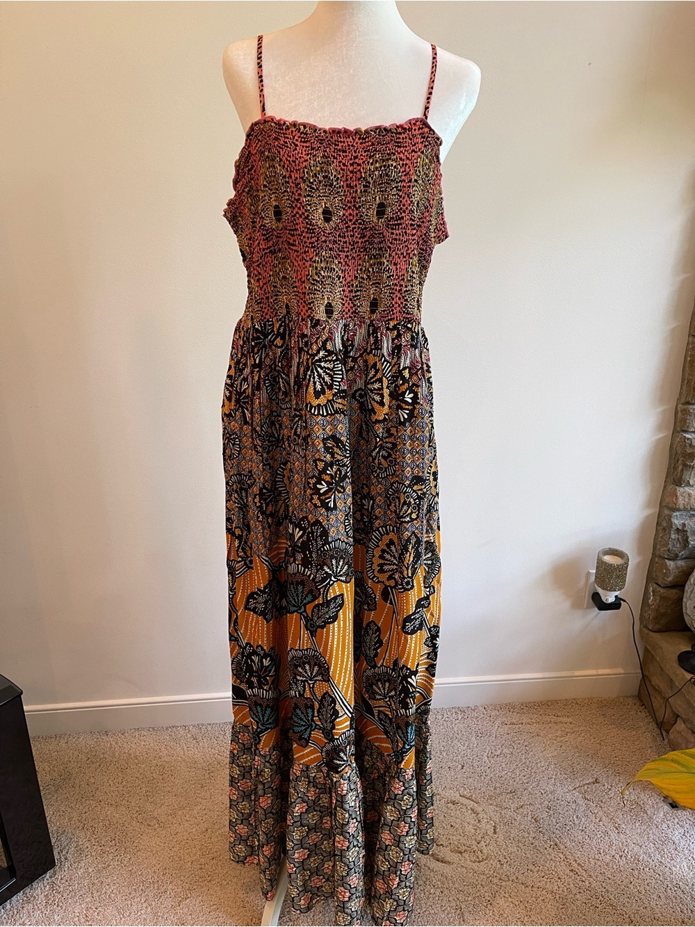 NWOT Anthropologie Jamila Smocked Maxi Dress